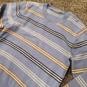 Mayoral Baby Blue Striped Sweater Button Shoulder Cotton Blend 18m